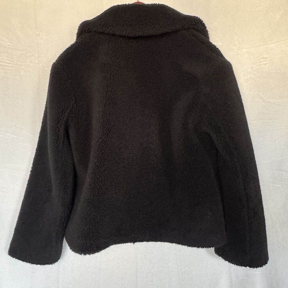 Zara Women Black Teddy Jacket Size Small Button Up Fuzzy Faux Shearling Coat - Picture 6 of 8
